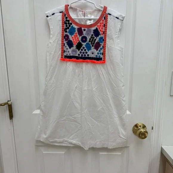 Crewcuts White sleeveless Dress with Colorful Embroidery NWOT - Picture 1 of 9